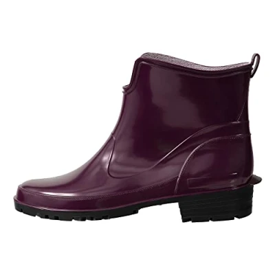 Abbildung von Ladeheid Gummistiefel Damen Kurz Wasserdicht Damenschuhe Elegant und Bequem LA 930 (Weinrot/Schwarz, 42 EU)