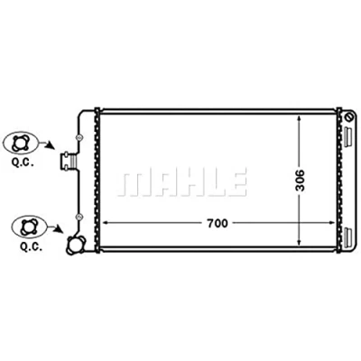 Abbildung von MAHLE ORIGINAL CR 1445 000S Kühler, Motorkühlung für Fahrzeuge mit Klimaanlage 700mm 306mm 38mm Kühlrippen mechanisch gefügt FIAT: Punto II Schrägheck