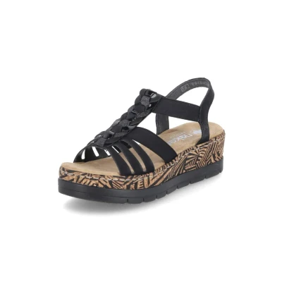 Abbildung von Rieker Plateausandalette, Damen, Größe: 40, Schwarz Schuhe