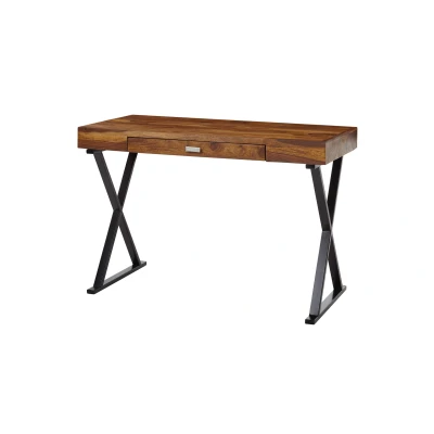 Abbildung von Schreibtisch 120x55x78 cm Sheesham Massivholz / Metall