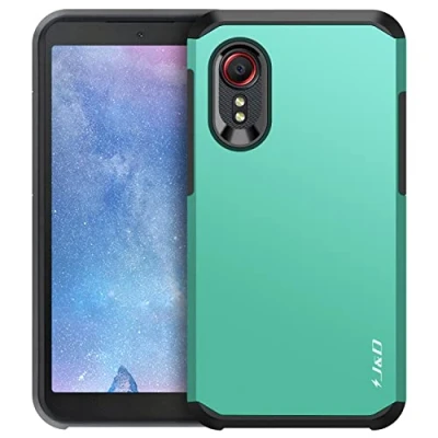 Abbildung von J&amp;D Handyhülle Kompatibel für Samsung Galaxy Xcover 5 Hülle, Heavy Duty Doppelschicht Hybrid Robustes Stoßfest Schutzhülle 5, Türkis