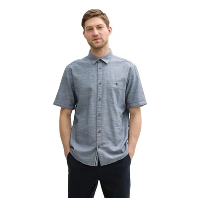 Abbildung von TOM Tailor Regular FIT Kurzarm MIT Brusttasche Hemd, Herren, Größe: 3XL, Sky captain zigzag structure