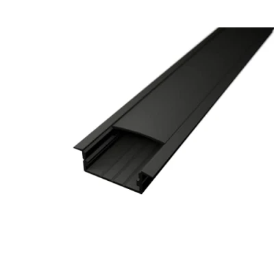 Abbildung von LED Einbauprofil WIDE IN 20 Aluminium Silber für Streifen inkl. Abdeckung klar oder milchig, Bänder bis max. 20mm Montage Leiste (2m Profil Schwarz + schwarze Abdeckung)