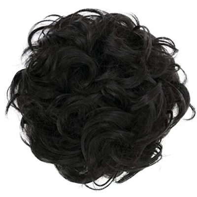 Abbildung von CAISHA Scrunchie Haarteil Haargummi Dutt Haarverdichtung Groß Emilia Gewellt Unordentlich DM15cm Schwarzbraun G21E