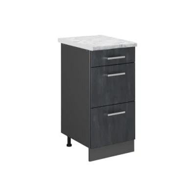 Abbildung von Vicco Küchenunterschrank R Line, Schwarz Beton/Anthrazit, 40 cm AP Marmor