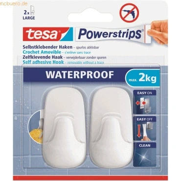 Abbildung von 6 x Tesa Klebehaken Powerstrips L Kunststoff weiß Tragfähigkeit 2kg wa