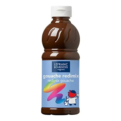 Abbildung von Lefranc Bourgeois 188016 flüssige Tempera Redimix Farbe, leuchtende Gouachefarbe auf Wasserbasis, hohe Deckkraft, hervorragenden Maleigenschaften, gebrauchsfertig, 500ml Flasche Umbra gebrannt