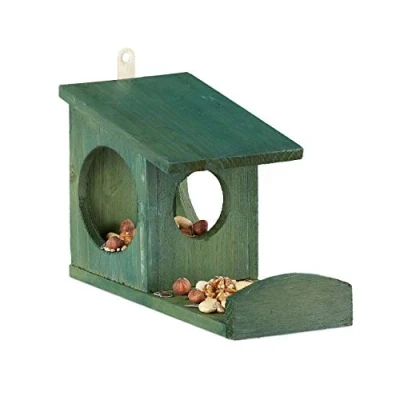 Abbildung von relaxdays Eichhörnchenkobel Eichhörnchen Futterhaus zum Hängen, Dunkelgrün