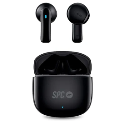 Abbildung von SPC Zion 2 Play Bluetooth Kopfhörer In Ear mit 28h Akkulaufzeit bei mehrfacher Aufladung, ultrakompakt, Freisprecheinrichtung, Sprachassistent und sehr kleines USB C Ladegehäuse Schwarz