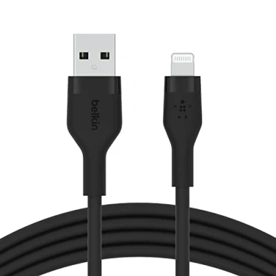 Abbildung von Boost↑Charge USB A naar Lightning kabel siliconen 1 Meter von Belkin / Schwarz Kunststoff