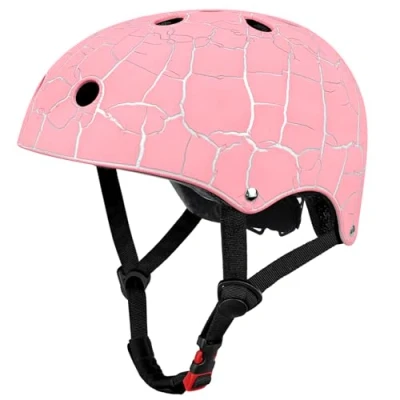 Abbildung von LeapBeast Skaterhelm Fahrradhelm, Belüftung Sicherheit leicht Skateboarding Helm für Fahrrad Skateboard Scooter BMX Kind Erwachsene (Riss Rosa, M)