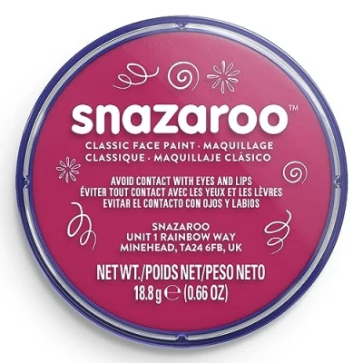 Abbildung von Snazaroo 1118599 Schminkfarbe Fuchsienrosa, 18ml Topf hautfreundliche Gesichtschminke auf Wasserbasis, wasservermalbar, parabenfrei, Face &amp; Bodypaint Farbe für Kinder Erwachsene