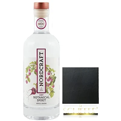 Abbildung von Nordcraft Dry Botanical Spirit Deutschland 0,7 Liter + Schiefer Glasuntersetzer eckig ca. 9,5 cm Durchmesser
