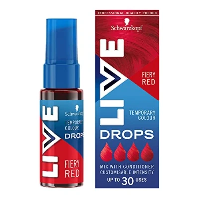 Abbildung von Schwarzkopf LIVE Color Drops Vegan Semipermanente Rothaarfarbe 2 bis 12 Waschgängen Fiery Red 30ml