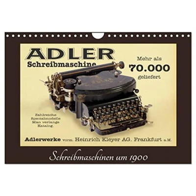 Abbildung von Schreibmaschinen um 1900 (Wandkalender 2025 DIN A4 quer), CALVENDO Monatskalender