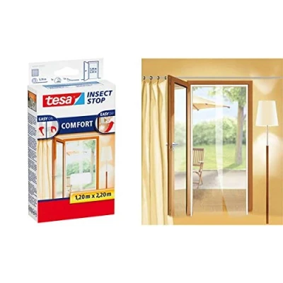 Abbildung von tesa Fliegengitter Gewebe Insect Stop Comfort für Türen, (Packung, 1 St., Fliegennetz, Klettband), Insektenschutz Balkon und Terassentür ohne Bohren anthrazit