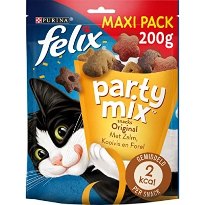 Abbildung von Felix Party Mix Original: Huhn, Leber, Truthahn, 200 g, Katzensnack, 5 Stück
