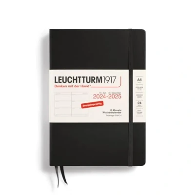 Abbildung von LEUCHTTURM1917 370625 Wochenkalender Medium (A5) 2025, 18 Monate (07.2024 12.2025), Hardcover, Schwarz, Deutsch
