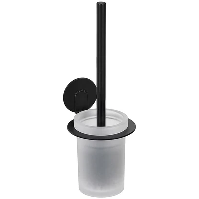 Abbildung von WENKO WC Garnitur &quot;Turbo Loc Modell Bivio&quot;, aus Aluminium Glas, Wandhalter ohne Bohren, Einsatz mit Klobürste