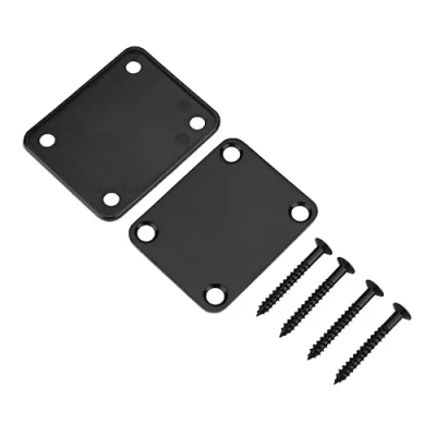 Abbildung von Dilwe Gitarren Halsplatte, verchromung Oberfläche Halsplatte aus Stahllegierung mit 4 Schrauben verstärkte Teile für E Bass(Schwarz)