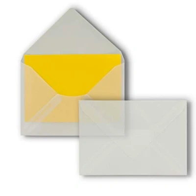 Abbildung von 75 Briefumschläge Transparent DIN C6 114 x 162 mm Kuverts mit Nassklebung ohne Fenster für Grußkarten, Einladungen und Gutscheine