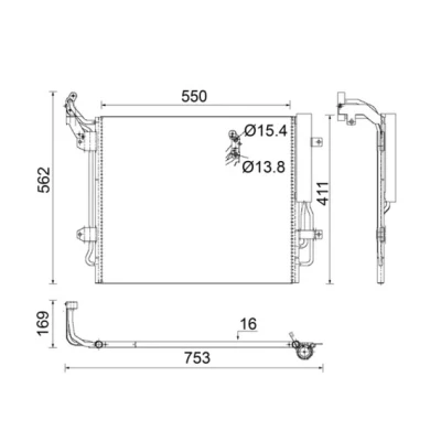 Abbildung von MAHLE ORIGINAL AC 849 000S Klimakondensator mit Trockner 15 13,8 561 VOLKSWAGEN: Sharan II, SEAT: Alhambra II