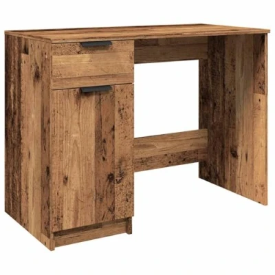 Abbildung von vidaXL Schreibtisch Altholz Optik 100x50x75 cm Holzwerkstoff, Bürotisch, Arbeitstisch, mit Stauraum, Computertisch