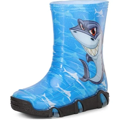Abbildung von Ladeheid Kinder Mädchen Jungen Gummistiefel SwkBW42 (Blau Hai 42, 27/28 EU)