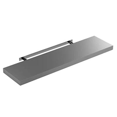 Abbildung von Casaria® Wandregal Grau mit Halterung 50 110cm Schwebend 15kg Tragkraft Küche Wohnzimmer Büro Bad Flur Schweberegal Regalbrett Hängeregal Matt 90cm