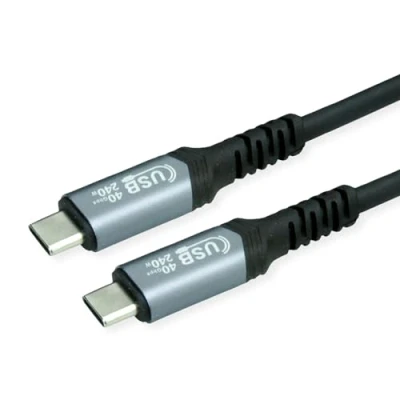Abbildung von VALUE USB4 Gen3x2 Kabel, CC, ST/ST, 40Gbit/s, 240W, schwarz, 0,8 m
