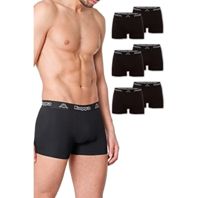 Abbildung von Kappa Enge Boxershorts 6er Pack VINESTA I Retro Pants für Männer aus Baumwolle reißfeste &amp; atmungsaktive Herren Unterhosen Boxer im Vorteilspack als Sport Unterwäsche oder Loungewear, Schwarz 2XL