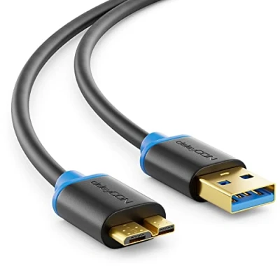 Abbildung von deleyCON 1m Micro USB 3.0 Datenkabel A Stecker zu B Kabel