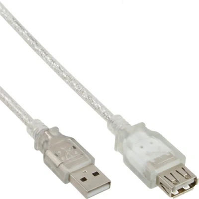 Abbildung von 3er Set USB 2.0 Verlängerung, Stecker/Buchse, Typ A, transparent, 2m