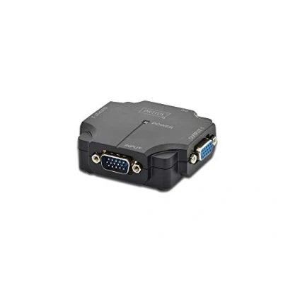 Abbildung von DIGITUS Professional VGA Splitter, 2 Port, Plastikgehäuse, 350 MHz, HDSUB 15/M 2x 15/F, Max. Auflösung 1920x1080 Pixel, schwarz