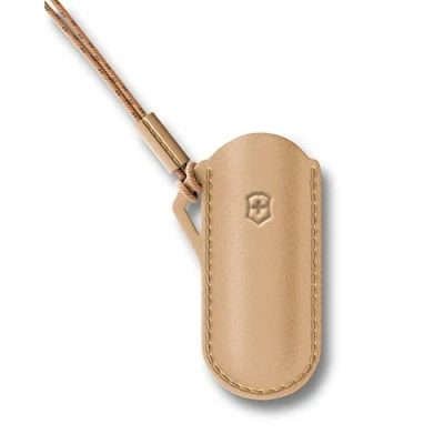 Abbildung von Victorinox Leder Etui für Schweizer Taschenmesser klein, Hülle Inkl. Trageschlaufe, Beige
