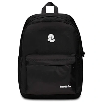 Abbildung von Invicta Carlson Schulrucksack, Schwarz Innentasche, PC Tasche, Seitentasche für Trinkflasche Reiserucksack, Universitätsrucksack Eco Material, Jet Black, 30 x 41,5 18, Casual