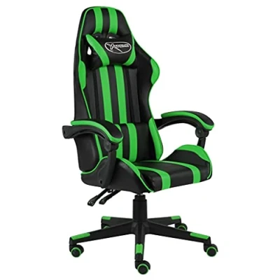Abbildung von vidaXL Gaming Stuhl Höhenverstellbar Schreibtischstuhl Bürostuhl Chefsessel Drehstuhl Racing Sportsitz Computerstuhl Schwarz Grün Kunstleder