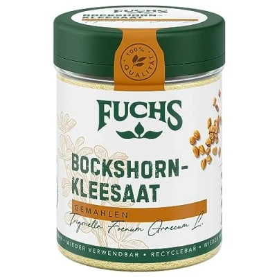 Abbildung von Fuchs Gewürze Bockshornkleesaat gemahlen für Currygerichte, Linsengerichte oder Chutneys natürliche Zutaten 65 g in wiederverwendbarer, recyclebarer Dose