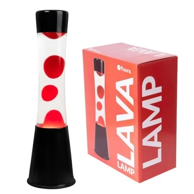 Abbildung von Lavalampe schwarz mit roter Lava