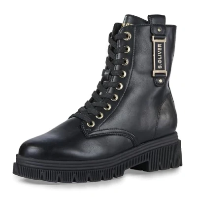 Abbildung von s.Oliver Damen Stiefelette Zierelement Metall Label Markenschriftzug 5 25262 43, Größe:37 EU, Farbe:Schwarz