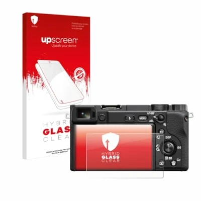 Abbildung von upscreen Schutzglas für Sony Alpha 6100 / 6100A Schutzfolie, Glas Folie [Klar, 9H Panzerschutz, Anti Fingerprint]