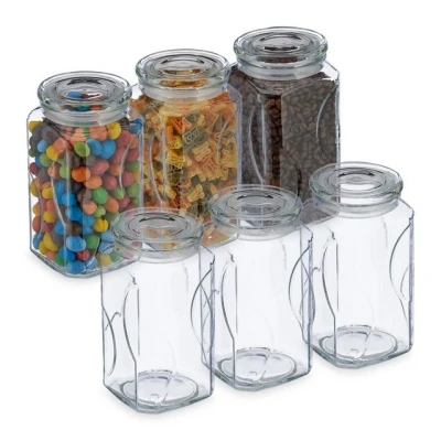 Abbildung von relaxdays Vorratsglas 6er Set Vorratsgläser mit Deckel 1000 ml, Glas