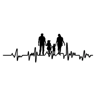 Abbildung von Aufkleber Herzschlag Tiere Breite 27cm Lifeline Heartbeat Deko Sticker Selbstklebend für Auto Kühlschrank Laptop Autoaufkleber K150 (Schwarz Glanz, 07 Familie)