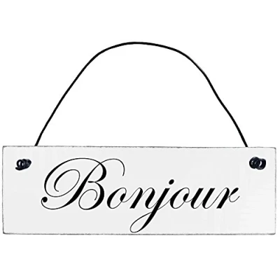 Abbildung von Anika Hermsen Grallert, HomeYourself Shabby Chic Vintage Schild Bonjour Dekoschild Türschild