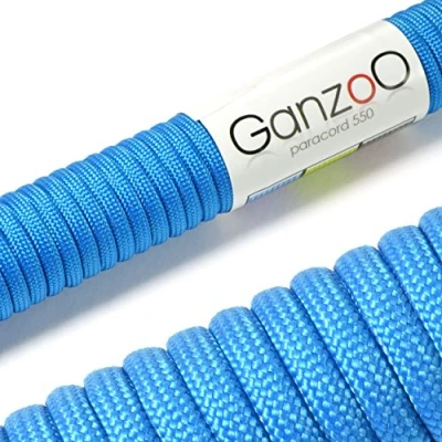 Abbildung von Ganzoo Paracord 550 Seil Hell Blau 4mm Schnur Typ 3, Nylon &amp; Polyester, ideal für Basteln von Hundeleine Halsband Armband/Camping Survival und Outdoor 30 Meter Allzweckseil 7 Innenstränge