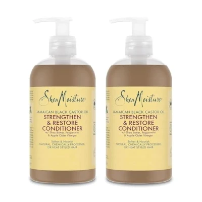 Abbildung von SheaMoisture Strength &amp; Restore Conditioner für natürliches, chemisch behandeltes oder hitzegestyltes Haar Jamaikanisches schwarzes Rizinusöl ohne Silikone und Sulfate 2x 384ml