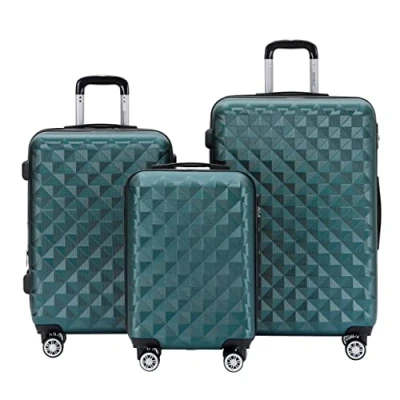 Abbildung von BEIBYE Zwillingsrollen 2066 Hartschale Trolley Koffer Reisekoffer Gepäck M L XL Set (Dunkelgreen, Set)