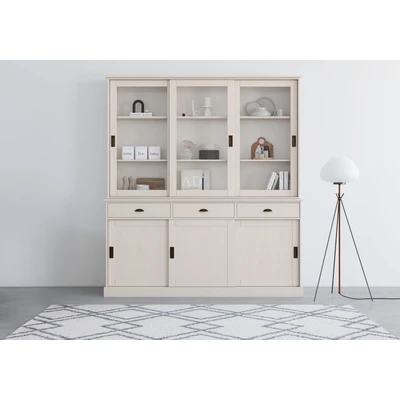 Abbildung von Home affaire Buffet &quot;Schröder&quot;, mit 6 Schiebetüren, davon 3 Glaseinsatz,Br.170 cm, Kiefer massiv