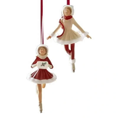Abbildung von Loberon Anhänger 2er Set Sylphelle, Handbemaltes Figuren Set, Vintage Charme, Festliche Farben, Weihnachtsdekoration, Weihnachten, Polyresin, rot/weiß/grün
