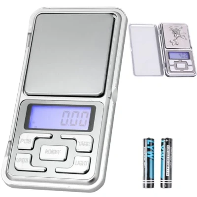 Abbildung von PARENCE. Elektronische Präzisionswaage 0,01g 500g / 2x AAA Batterien im Lieferumfang enthalten, LCD Display Küche, Zuhause 120 x 62 20 mm
